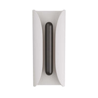 Waymark Sconce, shown in off-white and black with wood, glass, and wall-mounted sconce.