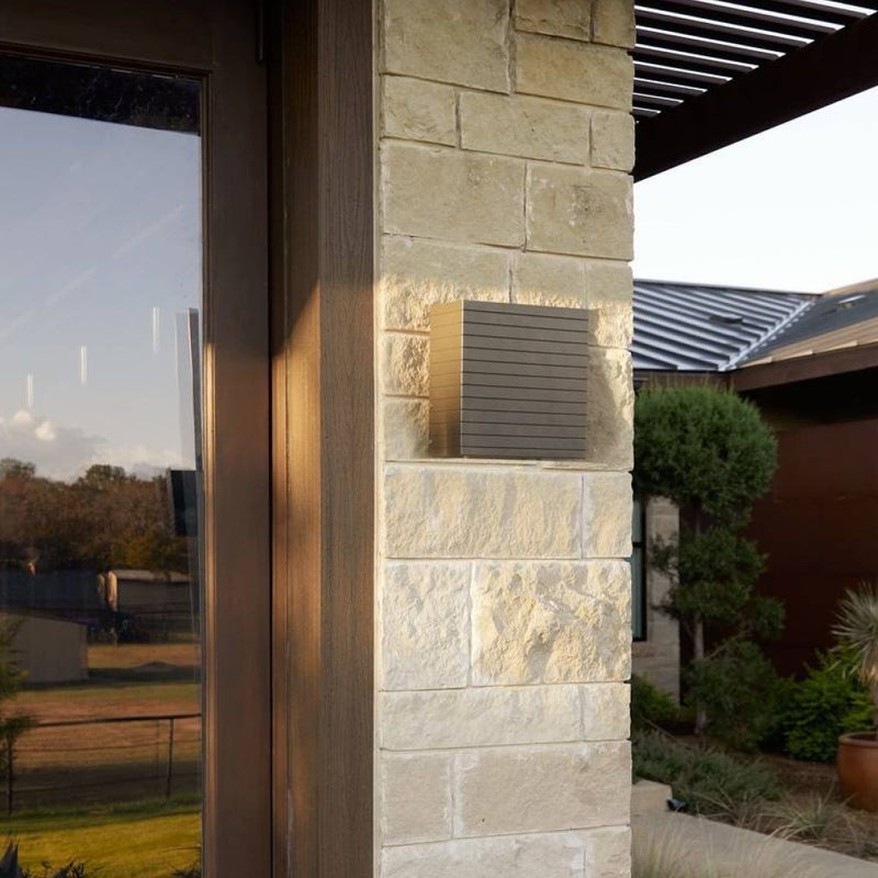 Alternate view of Albie Outdoor Sconce, featuring matte finish, metal, and wall-mounting hardware.
