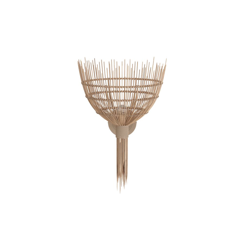 Ysella Sconce, shown in natural tan and beige with rattan, cane, and a wall-mounting backplate.