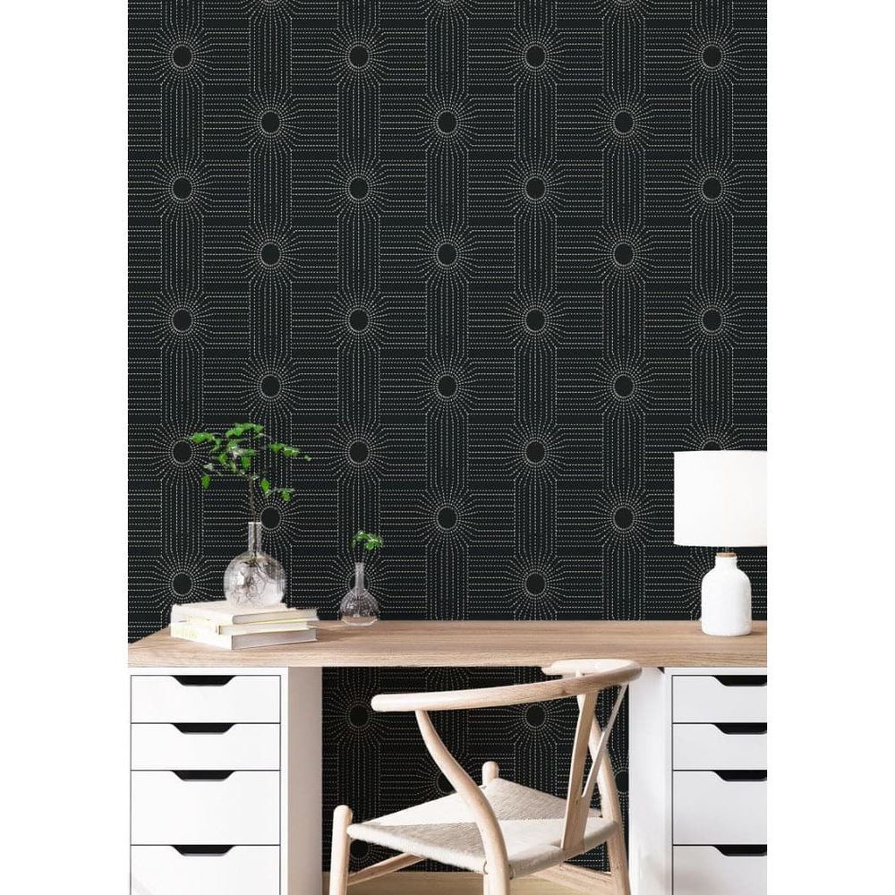 Additional view of Wacker Wallpaper in beige and white, featuring matte finish and full-wall surface covering.