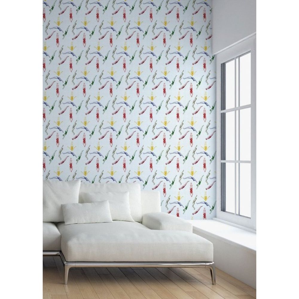Alternate view of Divers Wallpaper, featuring matte printed finish, paper, and repeating pattern motif.