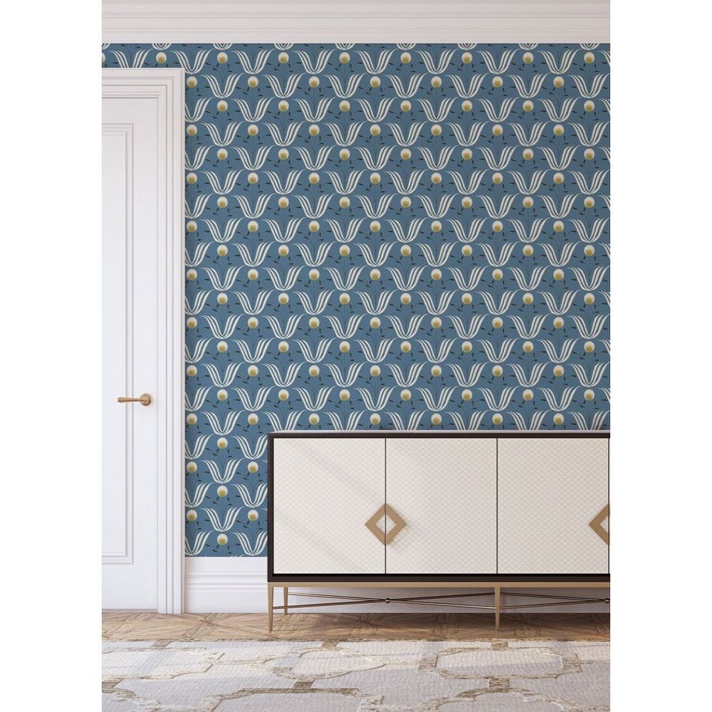 Additional view of Spring Bloom Wallpaper in sage green and pale pink, featuring matte finish and 9-inch pattern repeat.