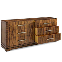 Alternate view of Lopeza 6 Drawer Chest, featuring high-gloss clear coat, wood veneer, ofram, and six full-extension drawers.