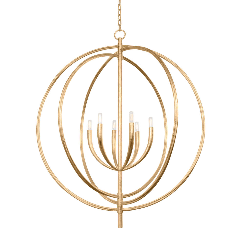 Fillea Pendant, shown in vintage gold and warm metallic gold with metal and chain-hung pendant suspension.