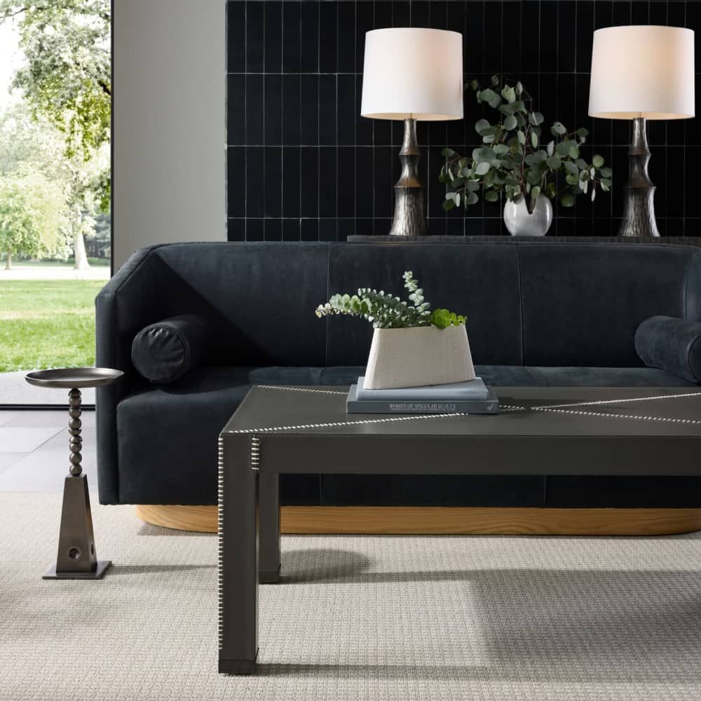 Additional view of Alonso Cocktail Table in charcoal gray and black, featuring matte finish and fixed square legs.