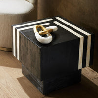Additional view of Rocco End Table in black and ivory, featuring matte finish and a flat tabletop surface.