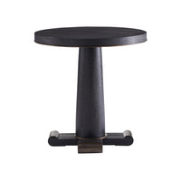 Beauregard End Table, shown in black and charcoal with wood, metal, and round freestanding tabletop.