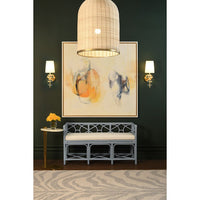Decorative Bench With Performance Ivory Cushion In Rattan In Light Blue