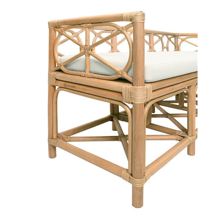 Benches Decorative Bench With Performance Ivory Cushion In Rattan