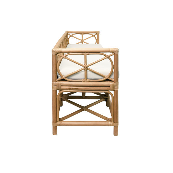 Decorative Bench With Performance Ivory Cushion In Rattan
