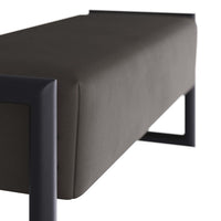 Additional view of Fairmere Bench in charcoal gray and matte black, featuring smooth upholstery finish and a open sled base.