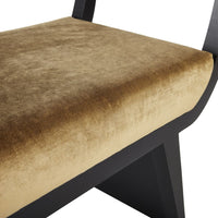 Additional view of Daiki Bench in black and gold, featuring brushed brass finish and a backless multiperson bench seat.