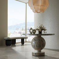 Alternate view of Nayeli Bench in heathered gray and black.