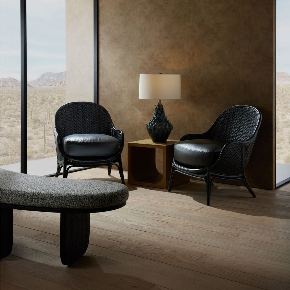 Additional view of Nayeli Bench in heathered gray and black.