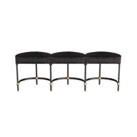 Jules Bench, shown in black with leather, metal, and three-seat modular bench configuration.