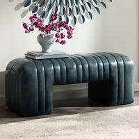 Alternate view of Roselake Bench, featuring semi-gloss finish, leather, and open u-shaped base clearance.