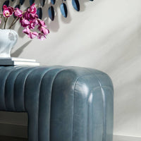 Additional view of Roselake Bench in blue-gray and slate blue, featuring semi-gloss finish and open u-shaped base clearance.