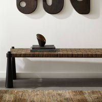 Additional view of Lisette Bench in medium brown and dark brown, featuring matte finish and four-legged freestanding base.