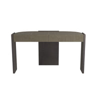 Apollo Desk, shown in charcoal and taupe with wood, shagreen, and two full-width drawers.