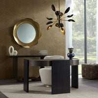 Alternate view of Apollo Desk, featuring matte finish, wood, shagreen, and two full-width drawers.