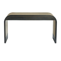 Rochefort Waterfall Desk, shown in light oak and charcoal with wood, wood veneer, and integrated multi-drawer storage.