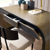Additional view of Rochefort Waterfall Desk, featuring matte finish, wood, wood veneer, and integrated multi-drawer storage.