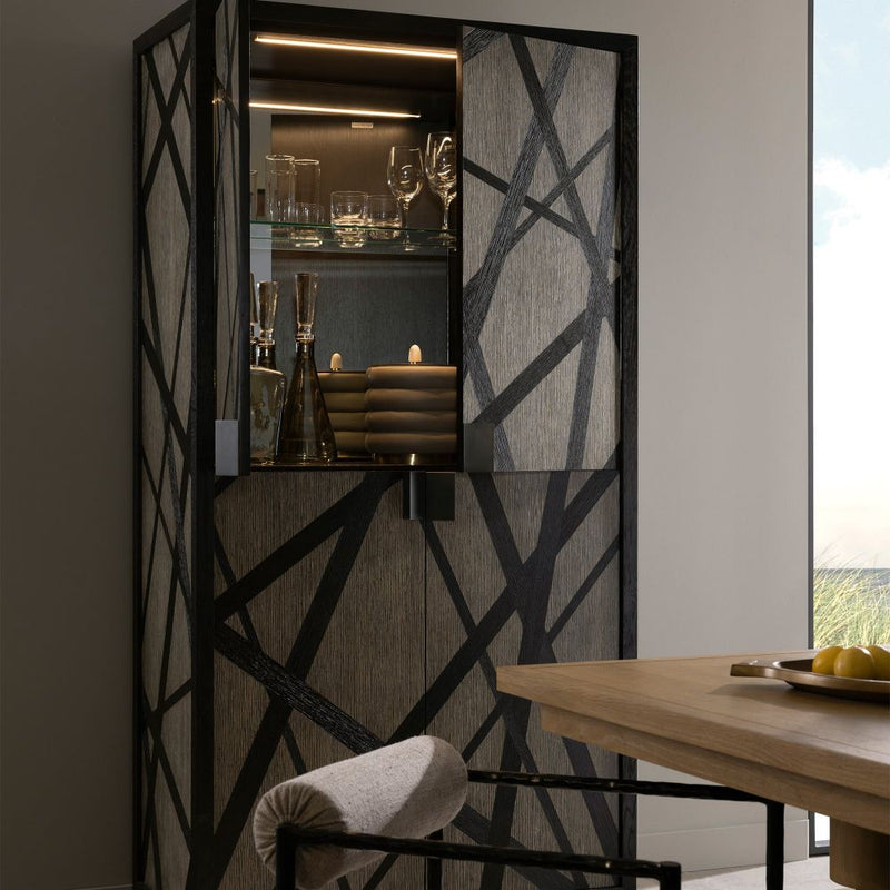 Alternate view of Redgrave Cabinet, featuring wood, metal, and paired full-height doors.