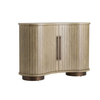 Additional view of Mabel Cabinet in light oak beige and warm taupe, featuring two-door cabinet storage.