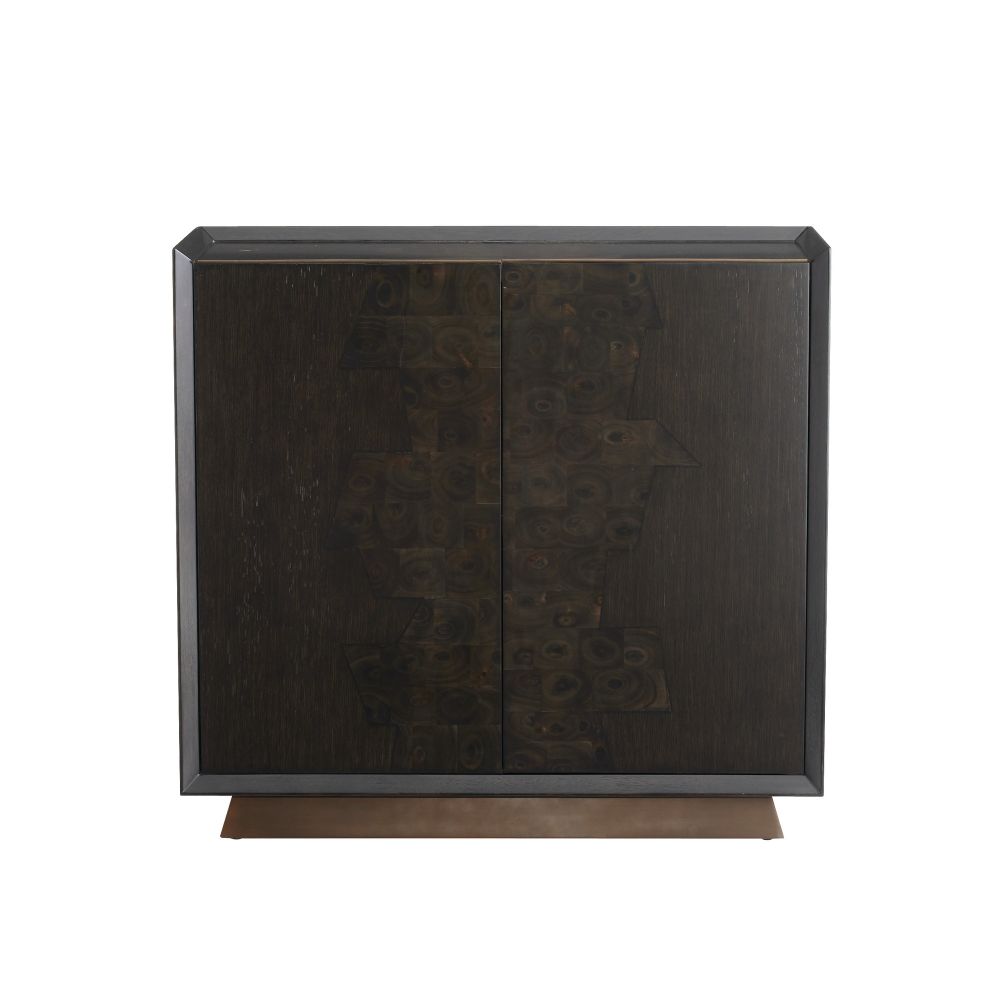 Tanner Cabinet, shown in dark brown and espresso with stained wood, wood veneer, and pair of full-height hinged doors.