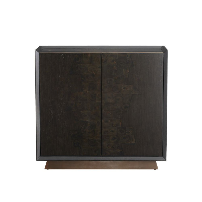 Tanner Cabinet, shown in dark brown and espresso with stained wood, wood veneer, and pair of full-height hinged doors.