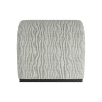 Buzzwick Stool, shown in light gray and off-white with textured fabric, upholstery, and arched open underside.