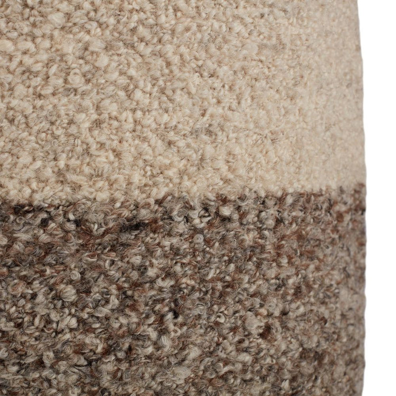 Alternate view of Rio Ombre Cream/ Brown Cylinder Pouf in cream and brown with upright cylinder drum.