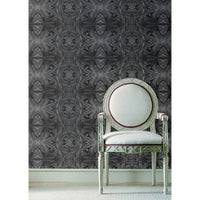 Fold Wallpaper, shown in charcoal and black with wallpaper and full-wall or feature-wall covering.