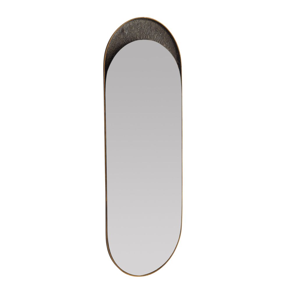 Additional view of Benicio Long Mirror, featuring textured hammered finish, metal, glass, and wall-mounting.
