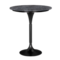 Alternate view of Jman Bar Table, featuring polished finish, marble, metal, and a single pedestal base.