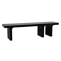 Additional view of Kir Bench in black and warm brown, featuring matte finish and long bench seating.