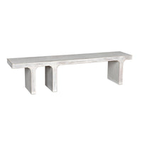 Alternate view of Kir Bench, White Wash, featuring whitewash finish, wood, and long backless bench seating.