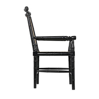 Additional view of Colonial Bamboo Arm Chair, Hand Rubbed Black, featuring glossy lacquer-like, wood, cane, and fixed arms.