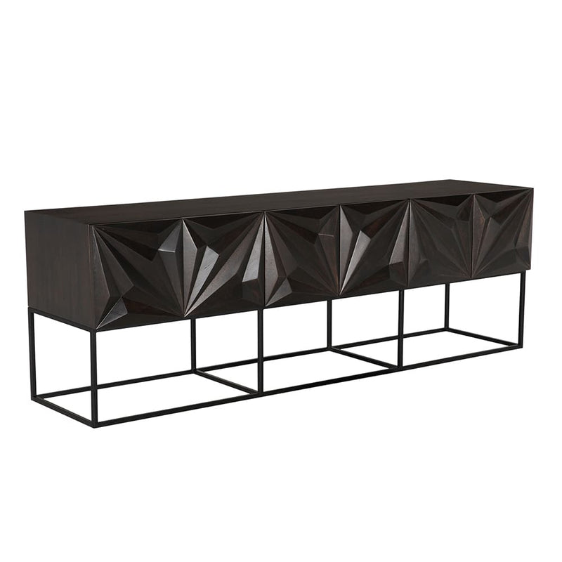 Alternate view of Zurich Large Console, featuring wood, metal, and enclosed cabinet storage.