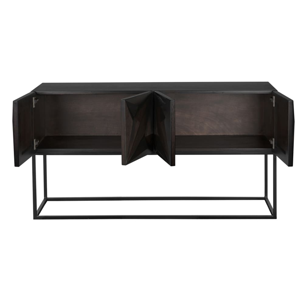Additional view of Zurich 60" Console in ebony and black, featuring four hinged cabinet doors.