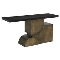 Additional view of Couture Console in black and brass, featuring matte finish and a flat top surface.