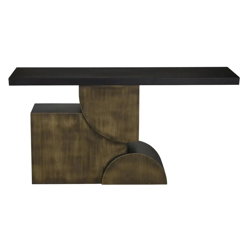 Alternate view of Couture Console, featuring matte finish, iron, and a flat top surface.