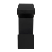 Additional view of Devo Console in black, featuring matte finish and a cantilevered top surface.
