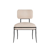 Bentley Chair, shown in beige and black with fabric, metal, and armless.