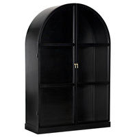 Yoke Hutch, shown in black with iron, glass, and paired hinged glass-panel doors.
