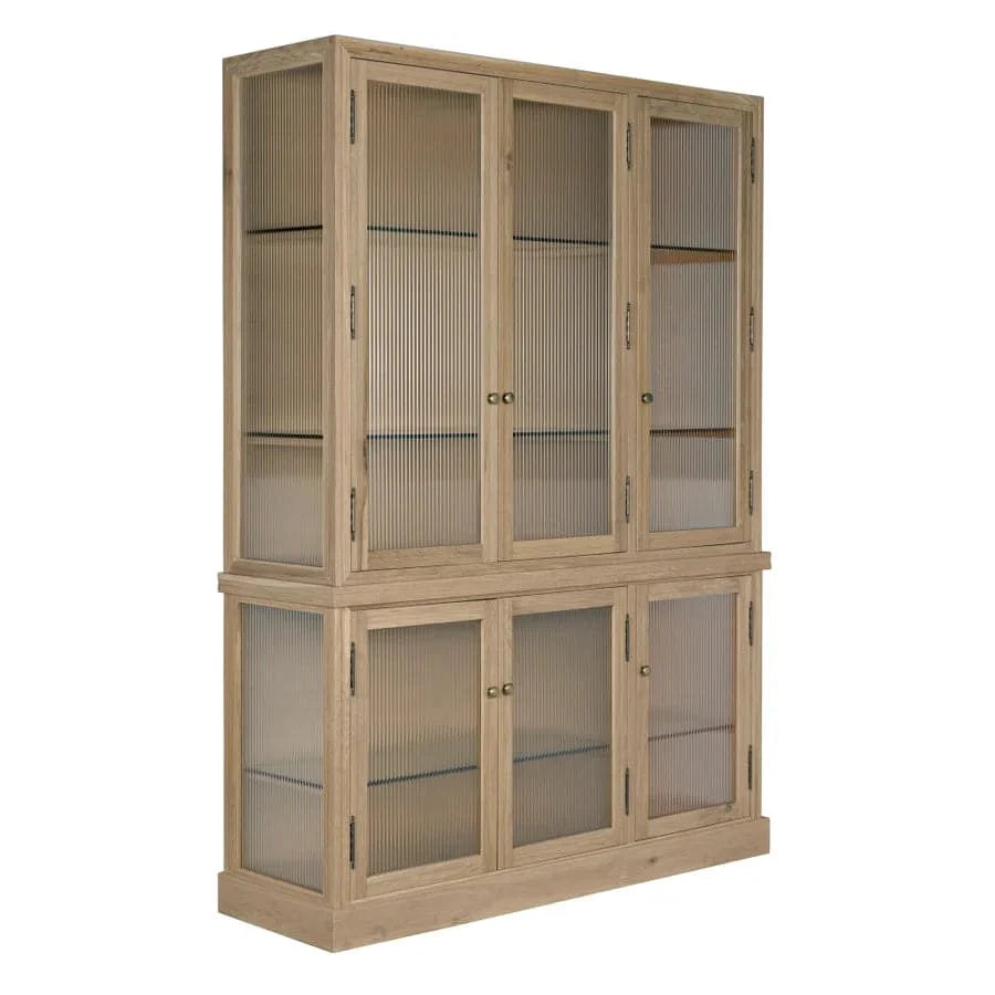 Alternate view of Chester Display Cabinet and Hutch in natural light oak and warm beige.