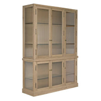 Alternate view of Chester Display Cabinet and Hutch in natural light oak and warm beige.