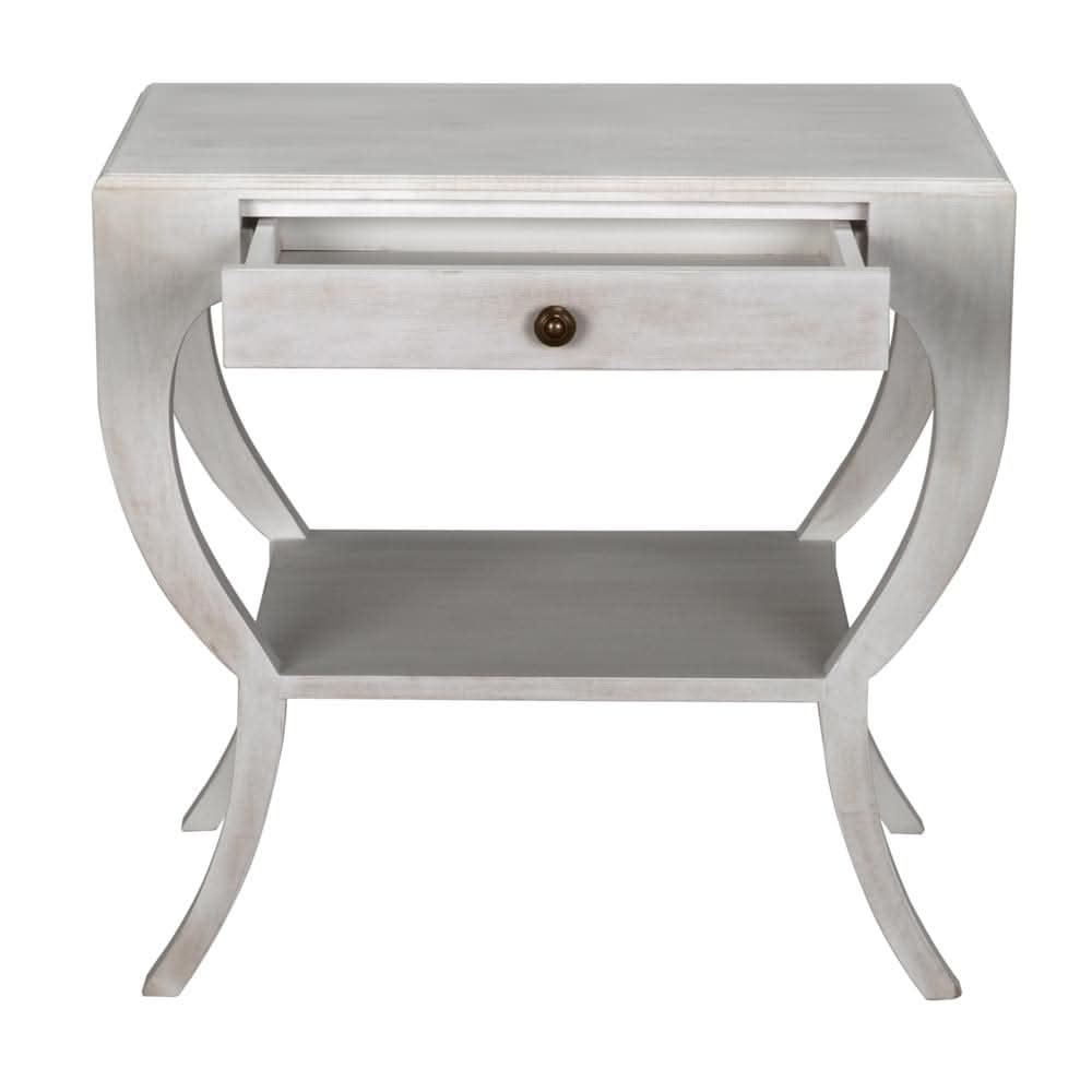 Alternate view of Maude Side Table, White, featuring painted finish, wood, and single drawer with centered round knob.