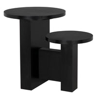 Alternate view of Mikasa Side Table, featuring matte finish, wood, and dual-height round surfaces.