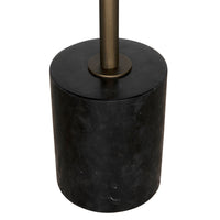 Additional view of Santosh Side Table in black and brass, featuring polished finish and a weighted cylindrical marble base.